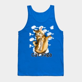 Yoga practice for a cartoon ginger cat Tank Top